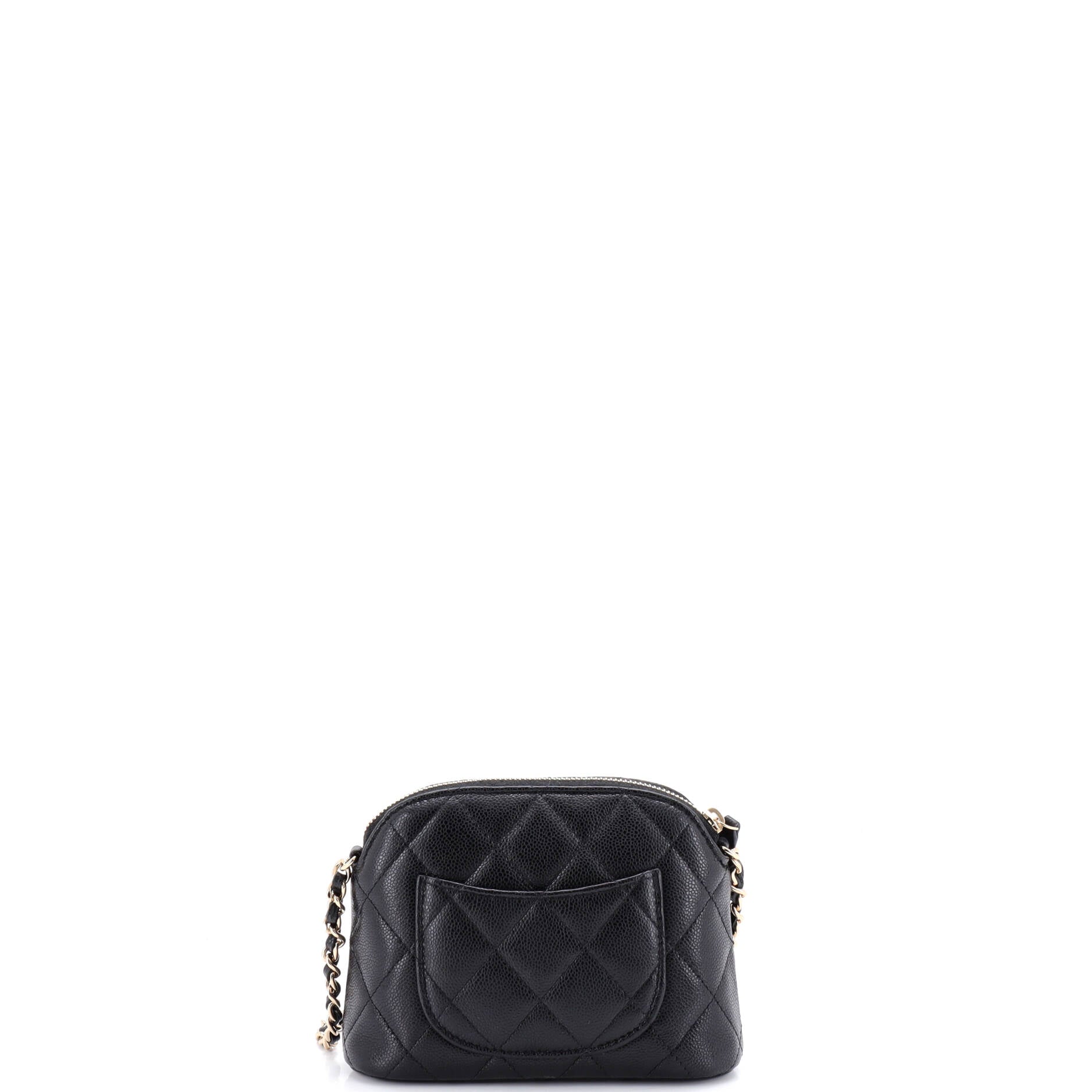 CC Dome Zip Clutch with Chain Quilted Caviar Mini