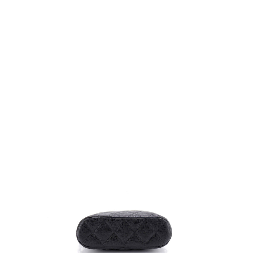 CC Dome Zip Clutch with Chain Quilted Caviar Mini