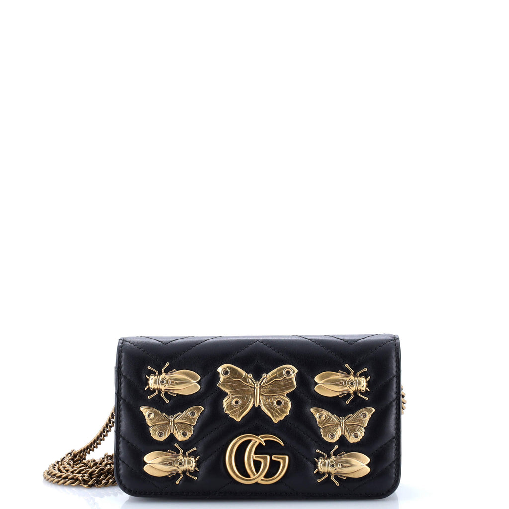 GG Marmont Chain Flap Bag Embellished Matelasse Leather Mini