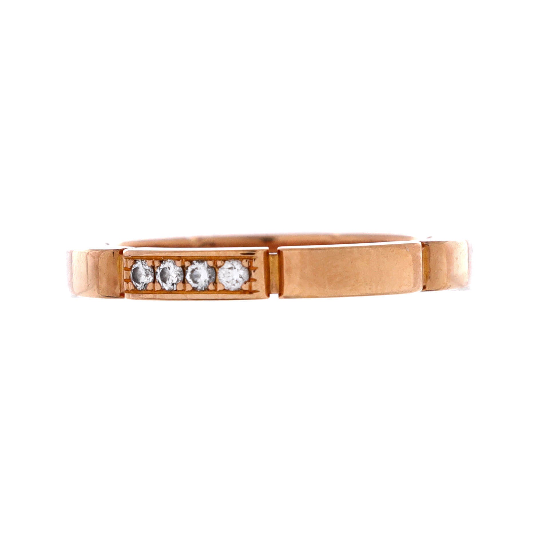 Maillon Panthere Band Ring 18K Rose Gold with 4 Diamonds