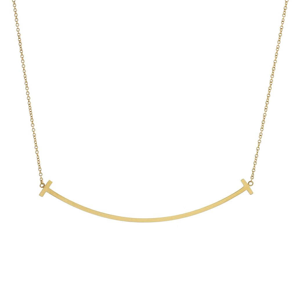 T Smile Pendant Necklace 18K Yellow Gold Large