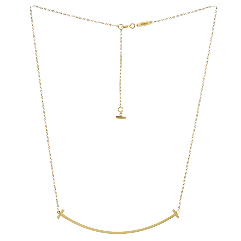 T Smile Pendant Necklace 18K Yellow Gold Large
