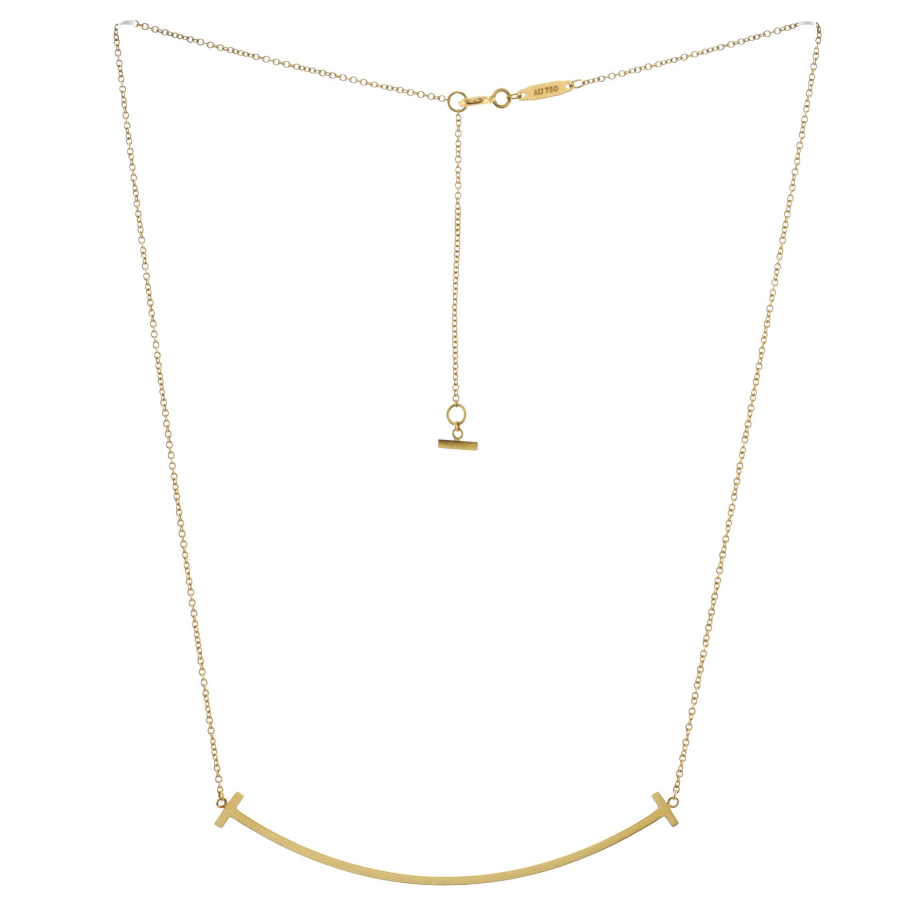 T Smile Pendant Necklace 18K Yellow Gold Large
