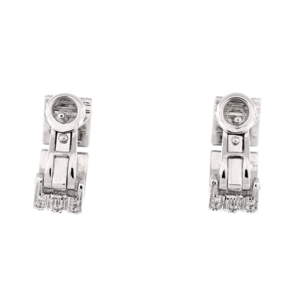 Maillon Panthere 3 Row Hoop Earrings 18K White Gold with Pave Diamonds