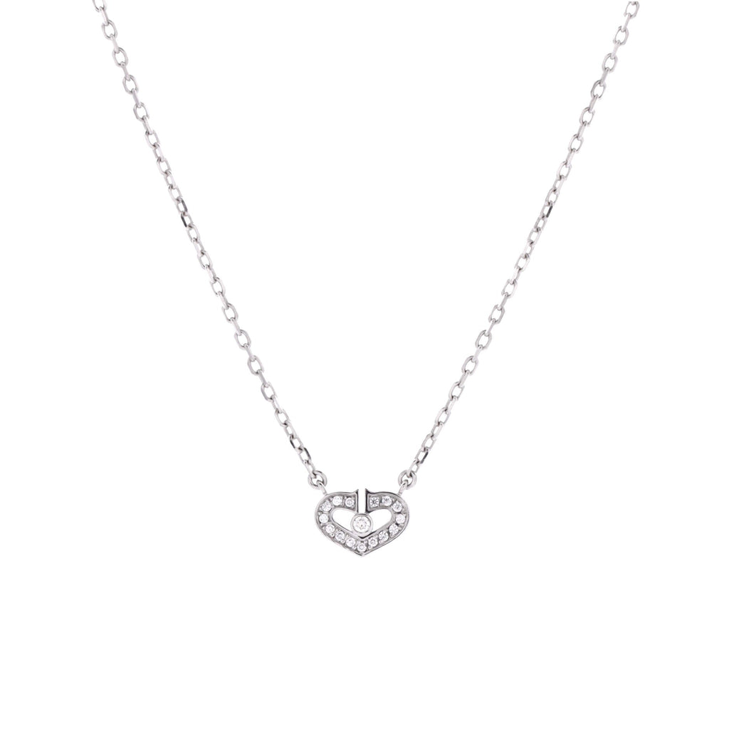 C Heart de Cartier Pendant Necklace 18K White Gold with Diamonds Extra Small