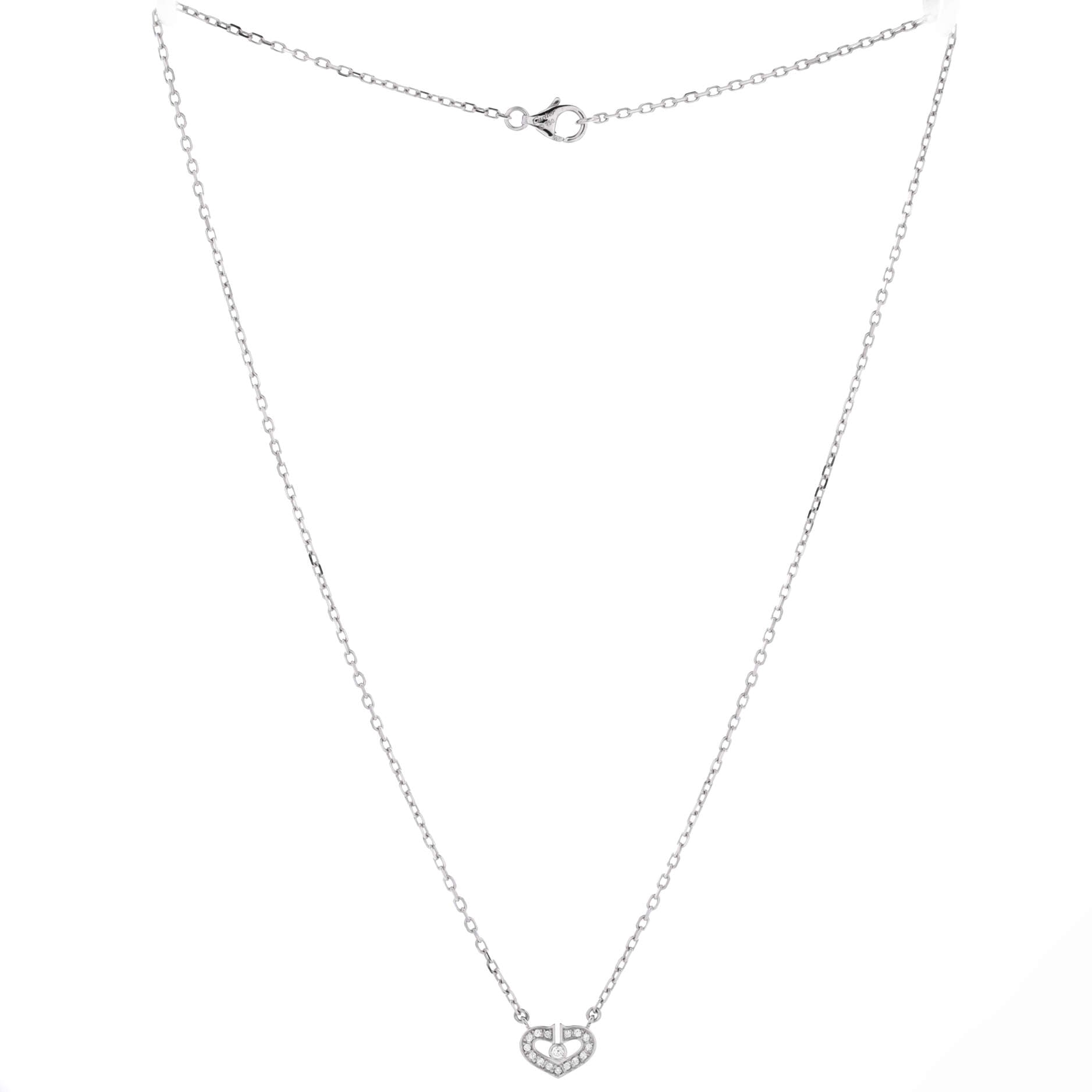 C Heart de Cartier Pendant Necklace 18K White Gold with Diamonds Extra Small