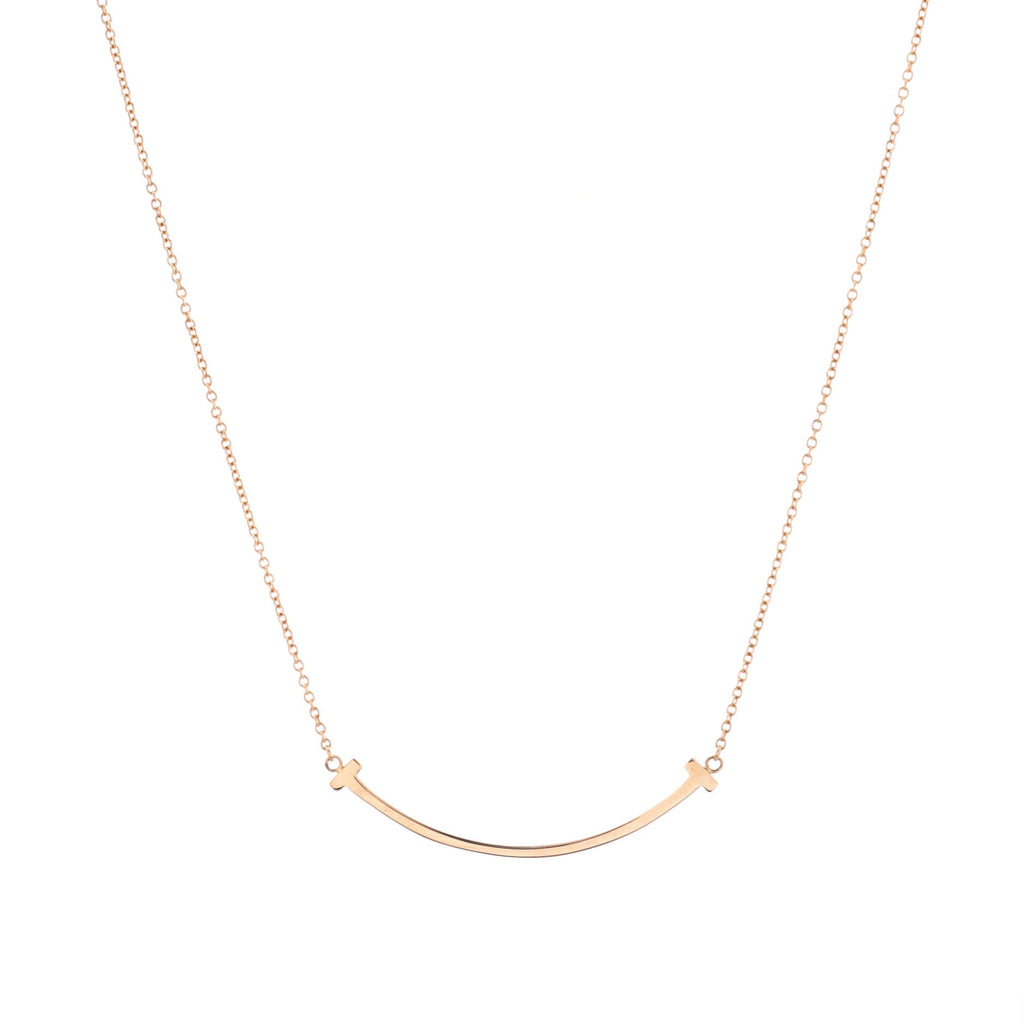 T Smile Pendant Necklace 18K Rose Gold Small