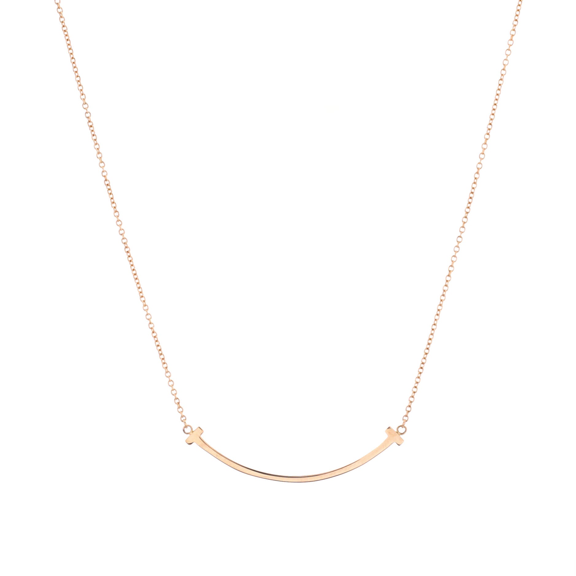 T Smile Pendant Necklace 18K Rose Gold Small
