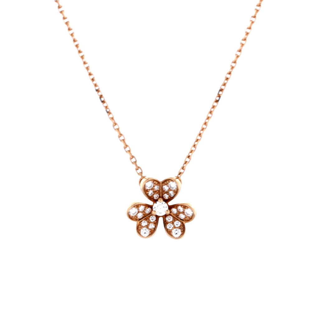 Frivole Pendant Necklace 18K Rose Gold with Pave Diamonds Mini