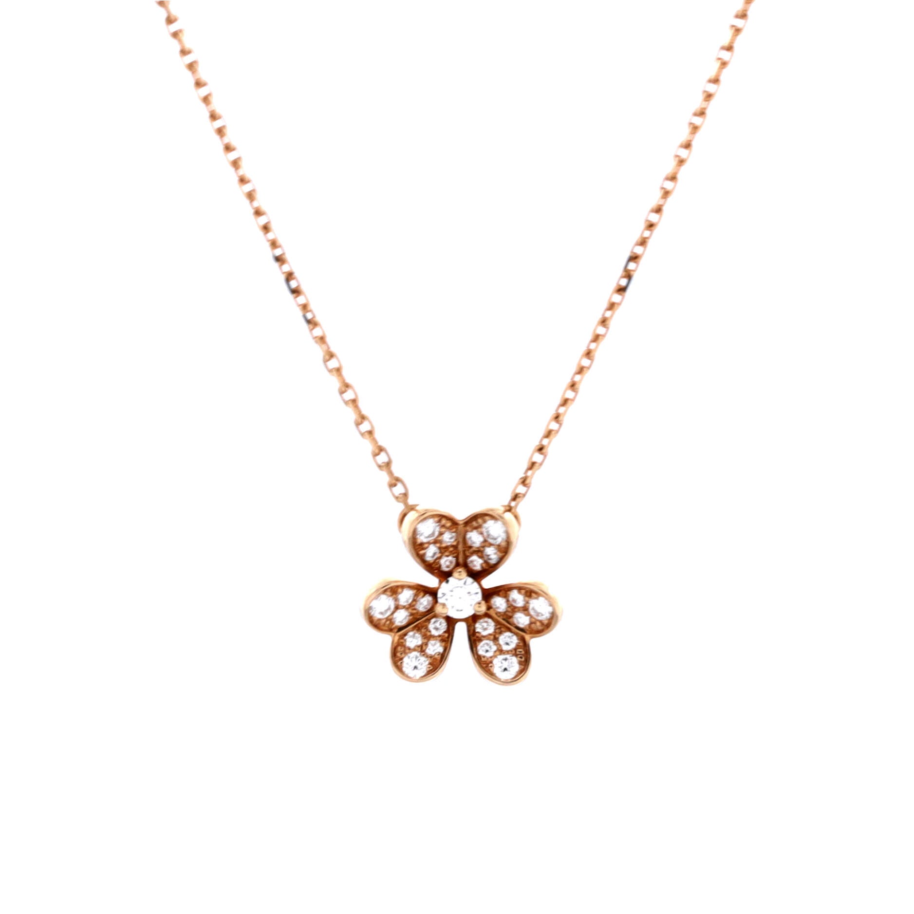 Frivole Pendant Necklace 18K Rose Gold with Pave Diamonds Mini
