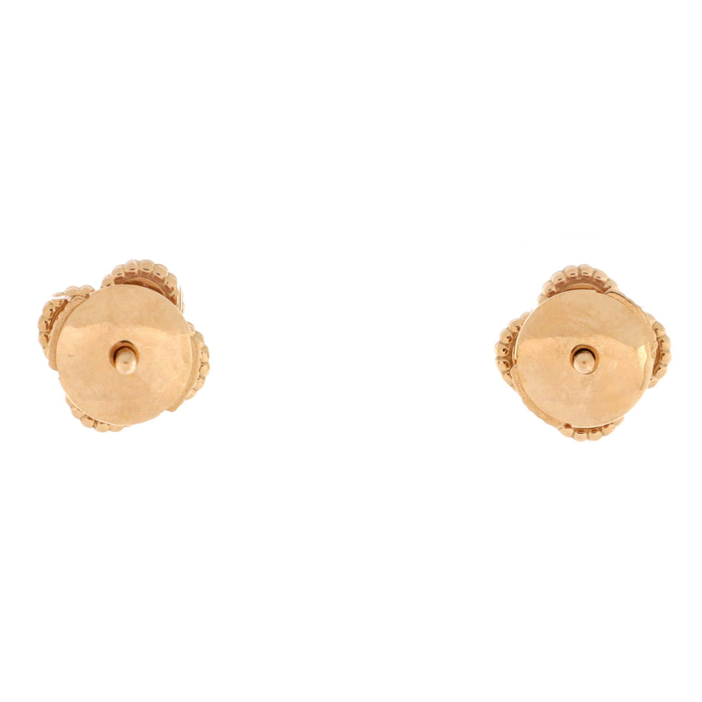 Sweet Alhambra Stud Earrings 18K Rose Gold and Carnelian