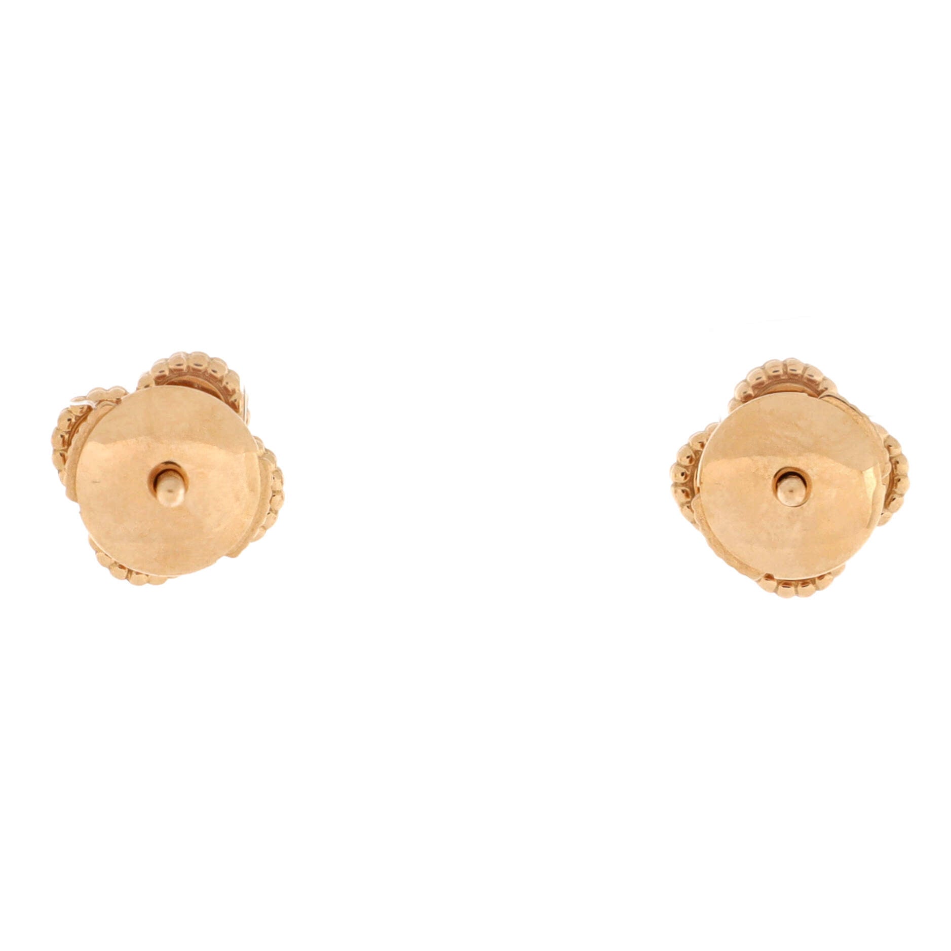 Sweet Alhambra Stud Earrings 18K Rose Gold and Carnelian