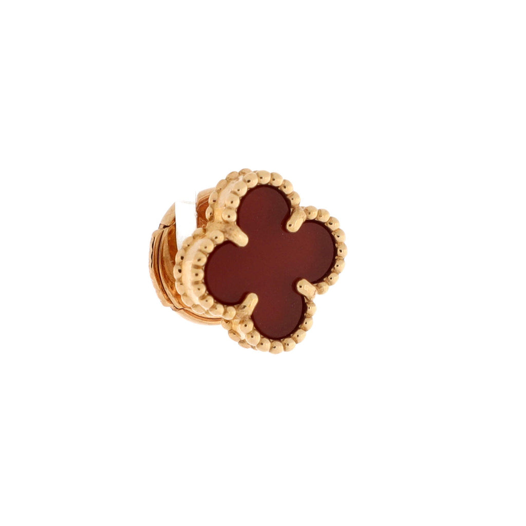 Sweet Alhambra Stud Earrings 18K Rose Gold and Carnelian