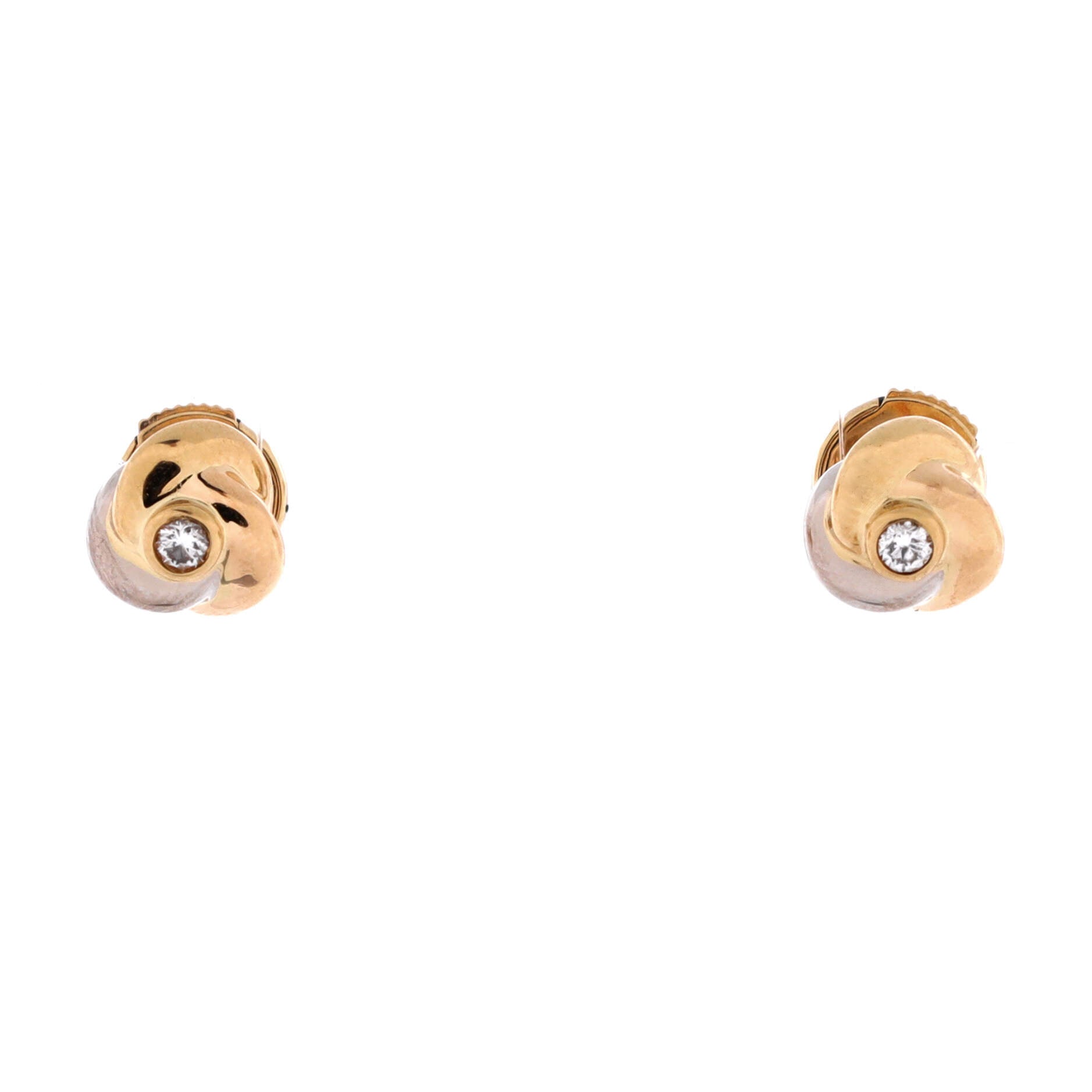 Trinity Stud Earrings 18K Tricolor Gold with Diamond Mini