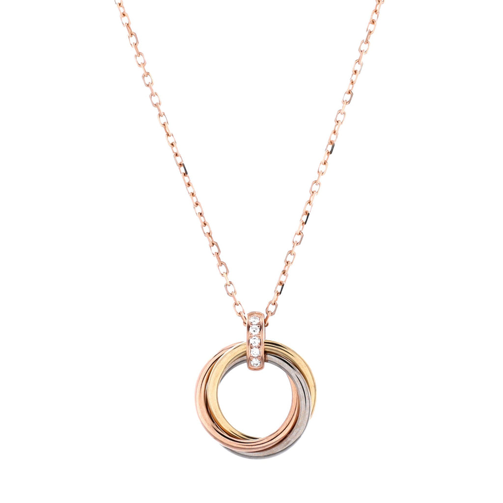 Trinity Pendant Necklace 18K Tricolor Gold and Diamonds