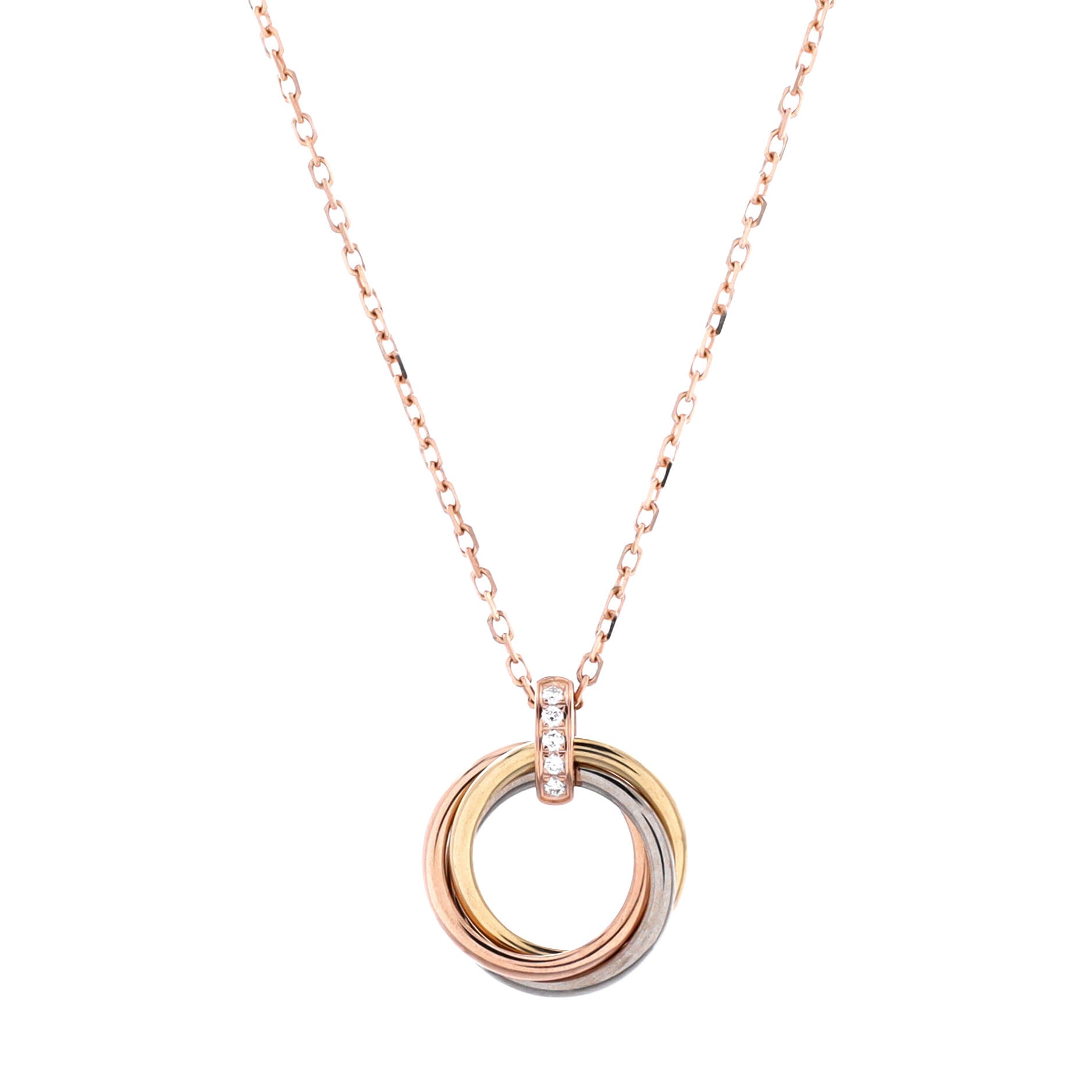 Trinity Pendant Necklace 18K Tricolor Gold and Diamonds