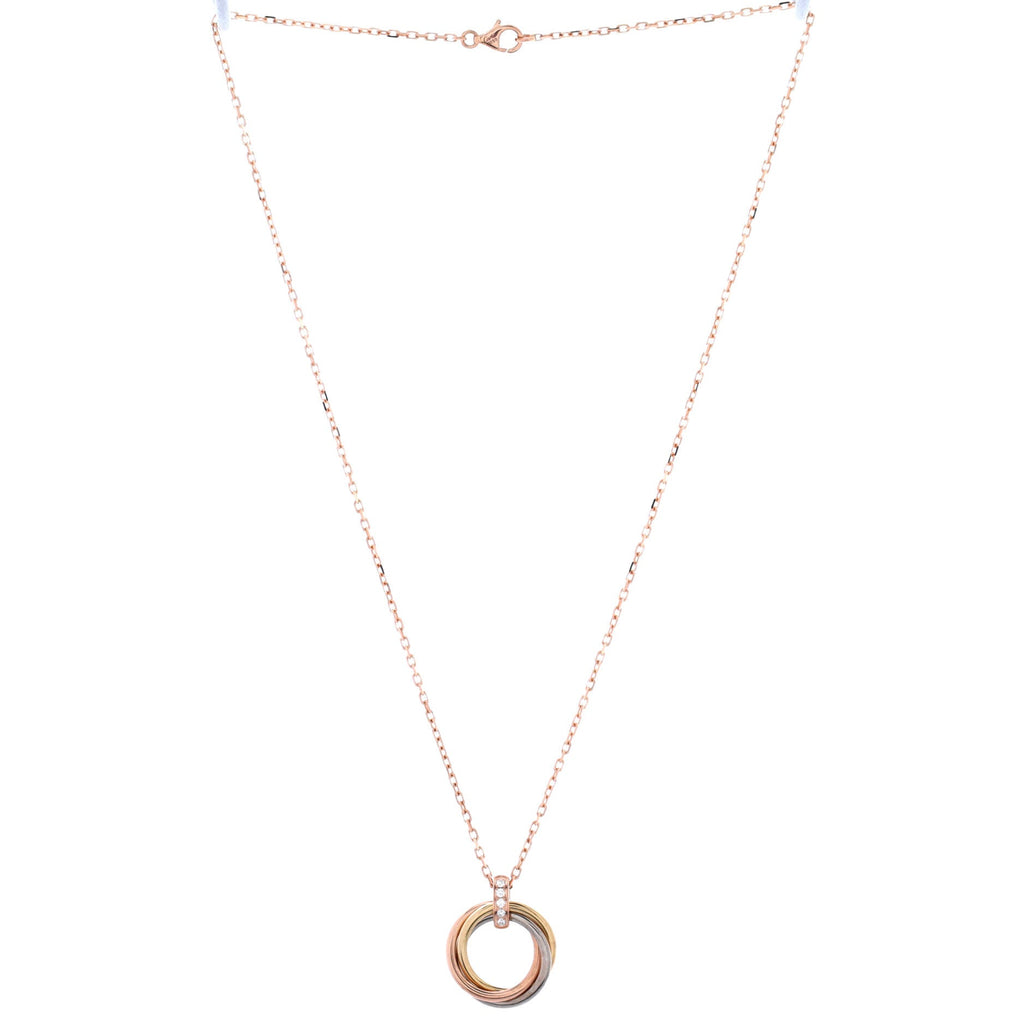 Trinity Pendant Necklace 18K Tricolor Gold and Diamonds