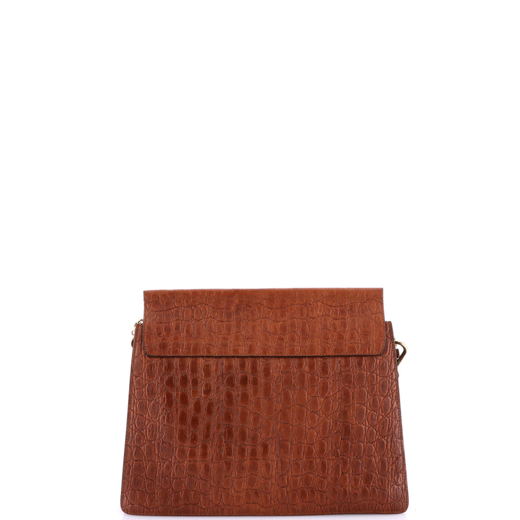 Faye Shoulder Bag Crocodile Embossed Leather Medium
