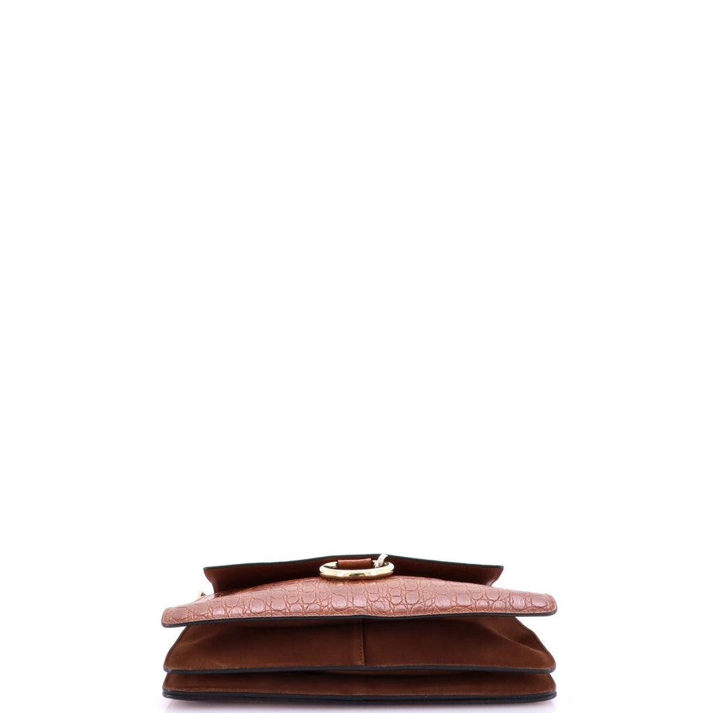 Faye Shoulder Bag Crocodile Embossed Leather Medium