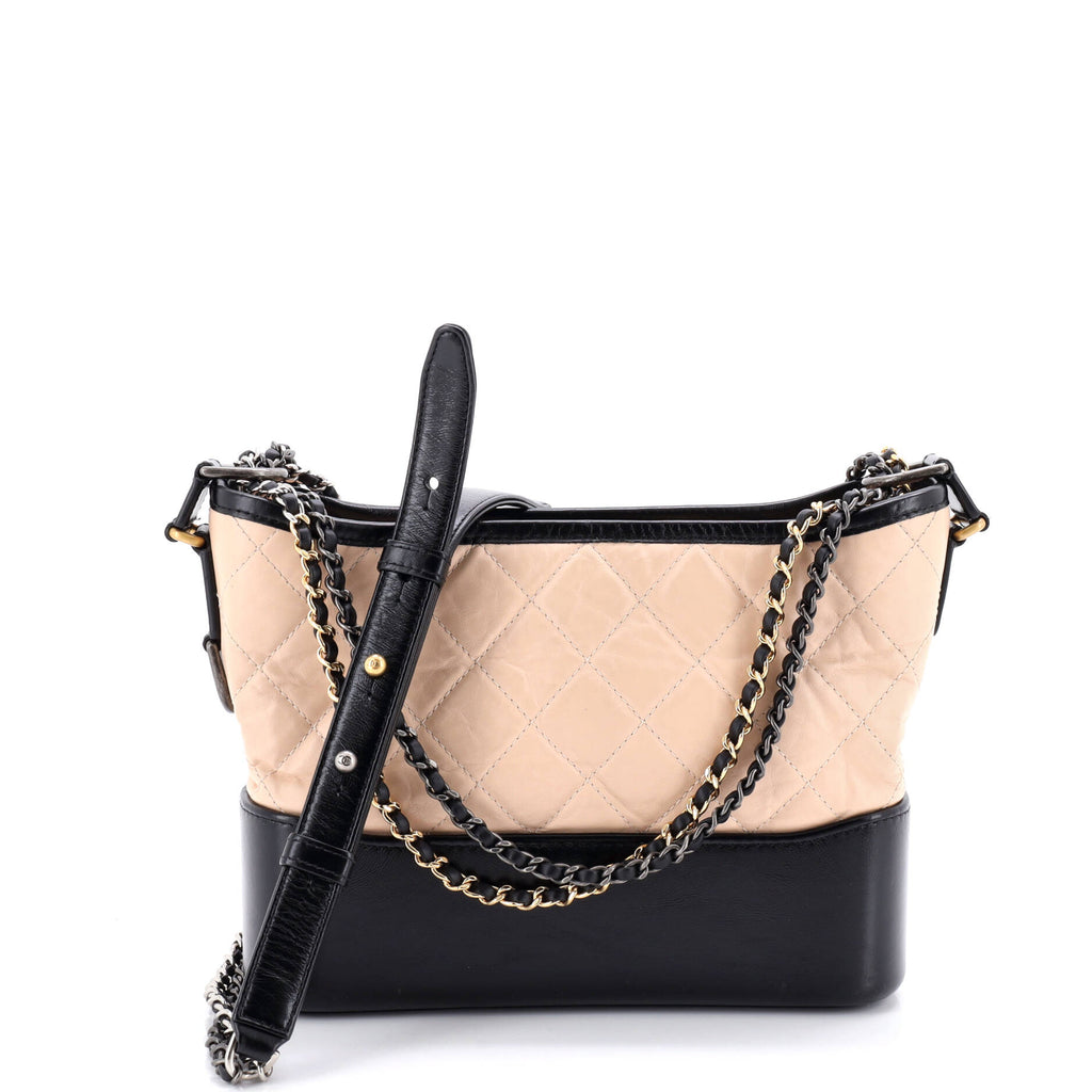 Gabrielle Hobo with Logo Handle Quilted Aged Calfskin Medium
