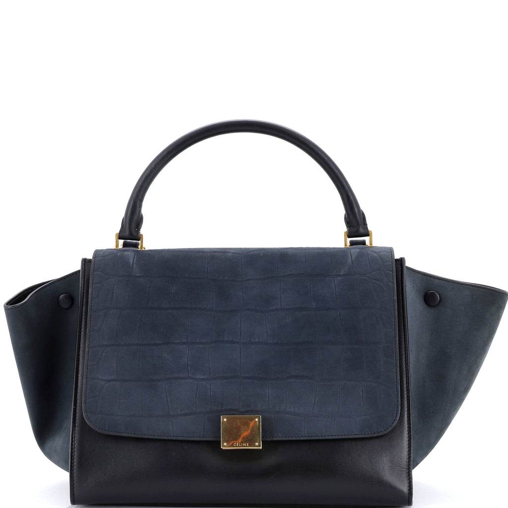 Trapeze Bag Crocodile Embossed Nubuck Medium