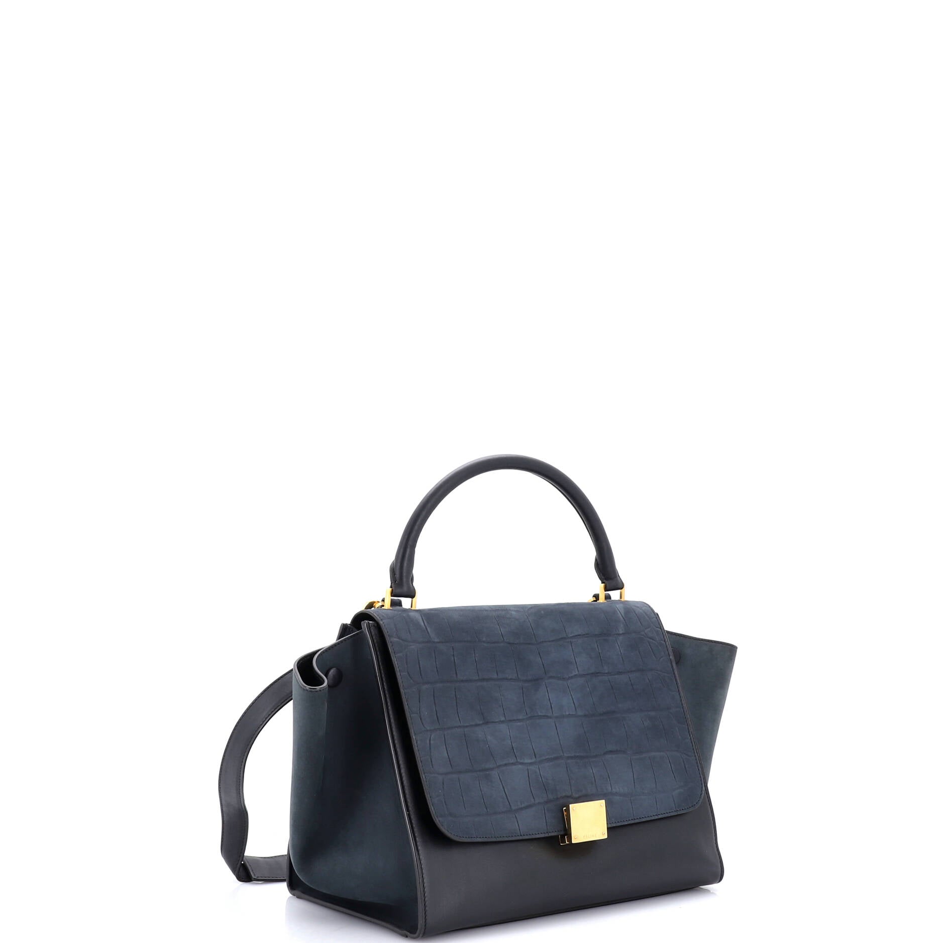 Trapeze Bag Crocodile Embossed Nubuck Medium