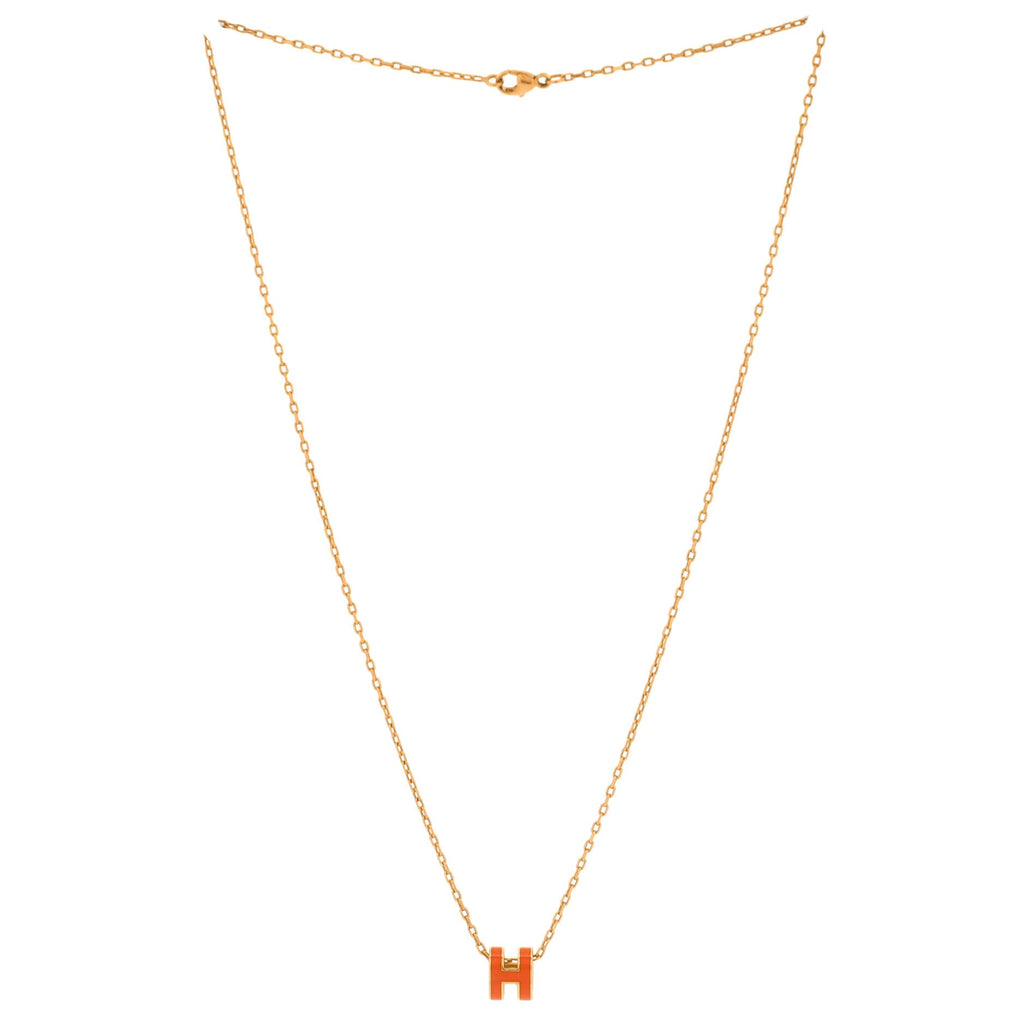 Pop H Pendant Chain Necklace Metal and Enamel Mini