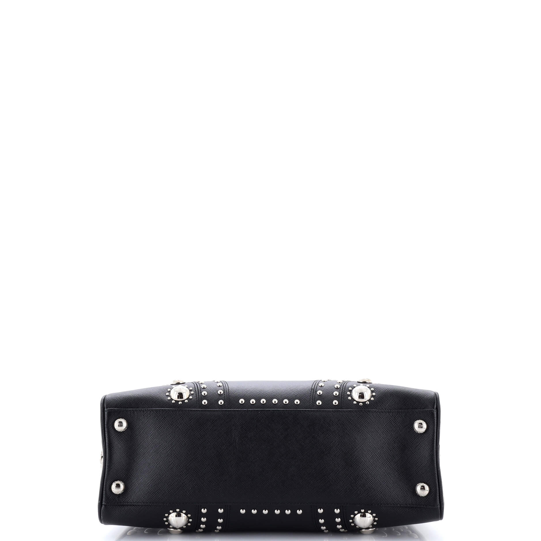 Pyramid Top Handle Bag Studded Saffiano Leather Medium