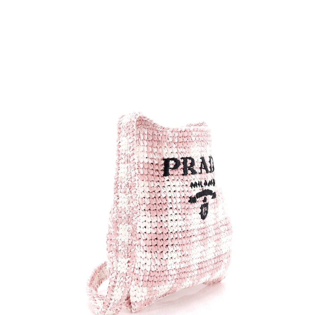 Logo Messenger Bag Printed Raffia Small