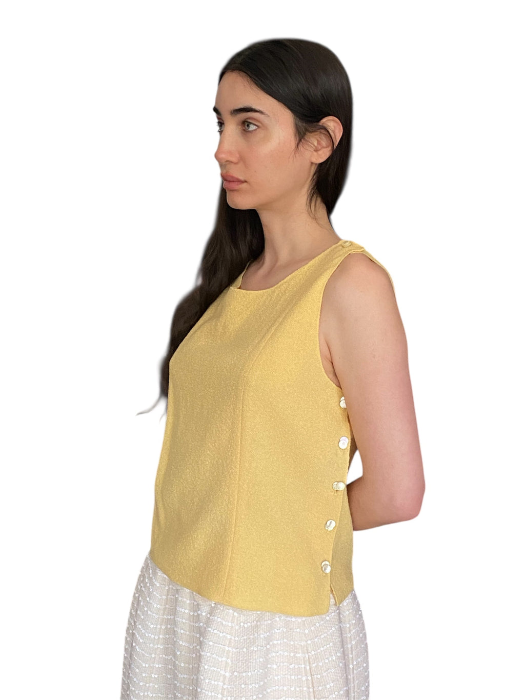 Chanel Wool Pearl Button Tank - 44