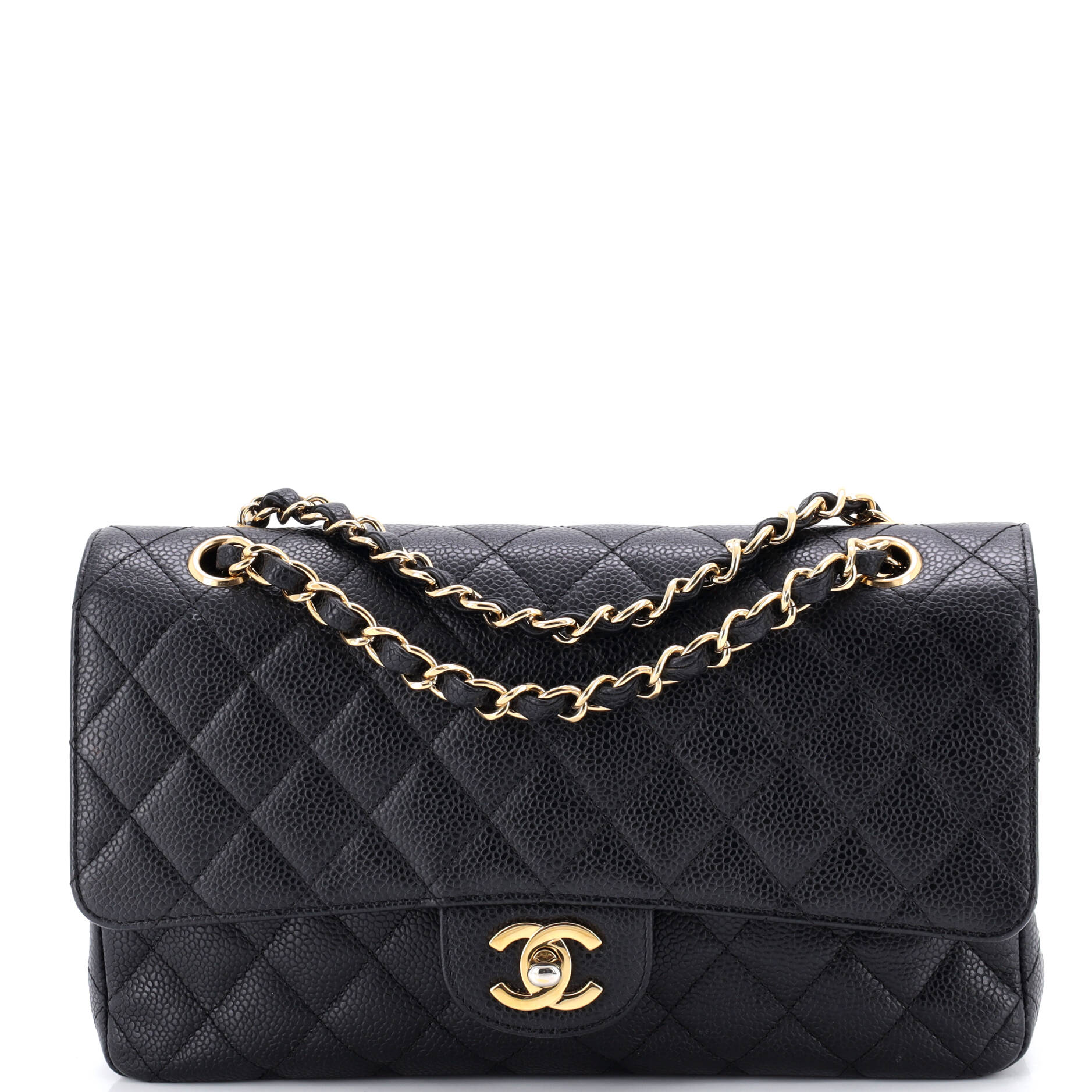 Classic Double Flap Bag Quilted Caviar Medium