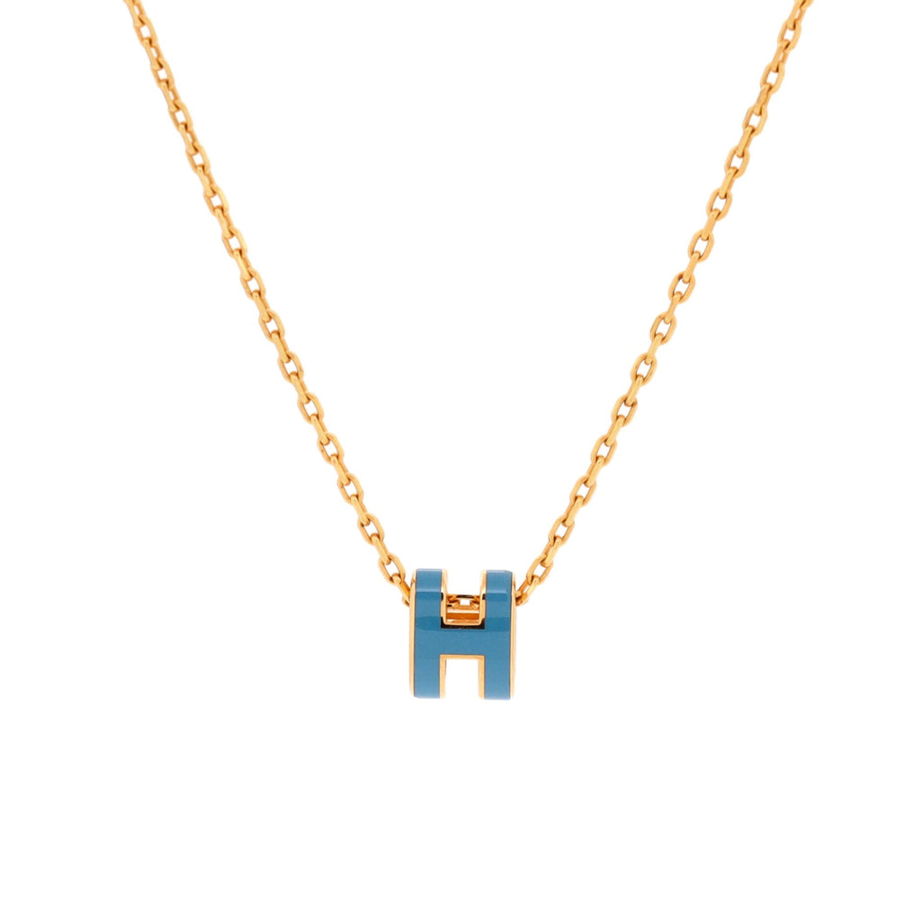 Pop H Pendant Chain Necklace Metal and Enamel Mini
