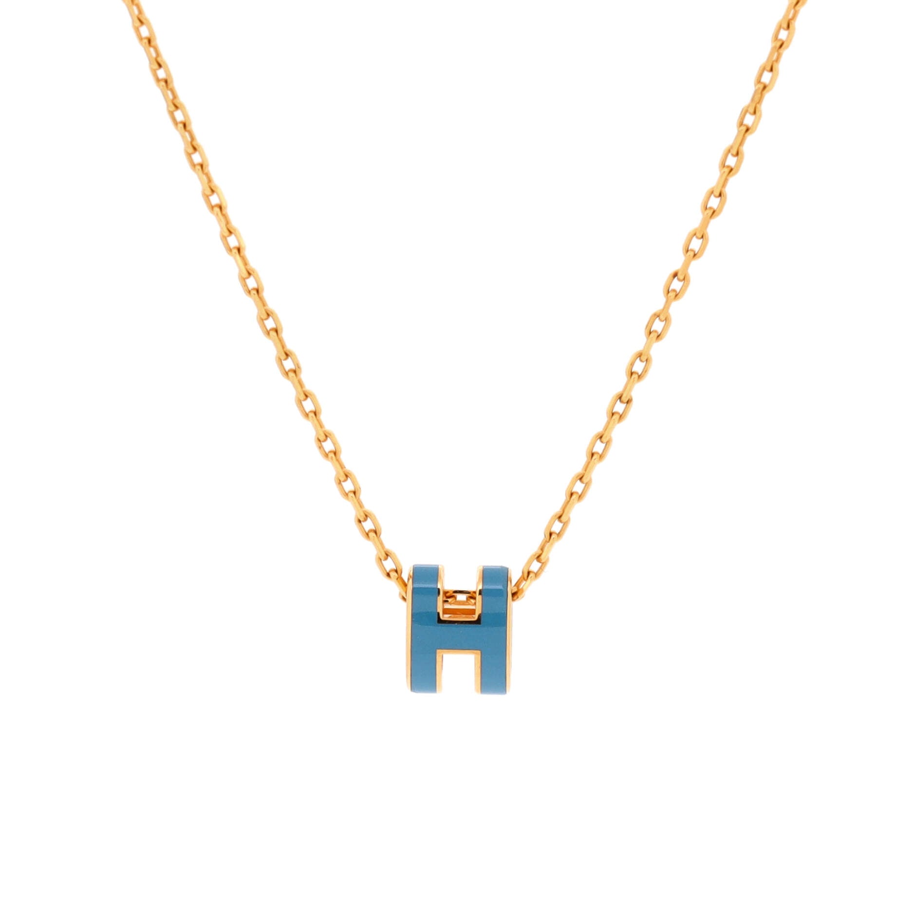 Pop H Pendant Chain Necklace Metal and Enamel Mini