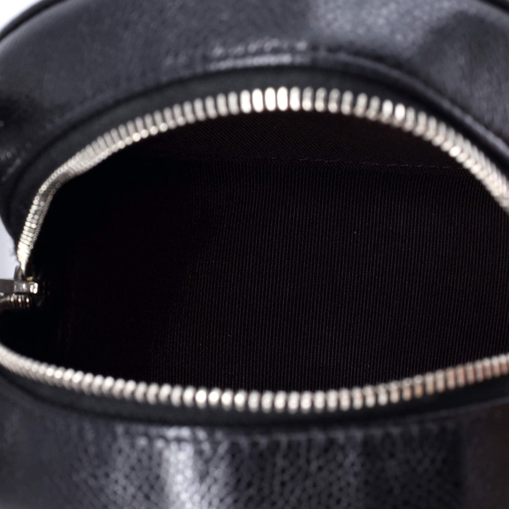Round Clutch with Chain Quilted Caviar Mini