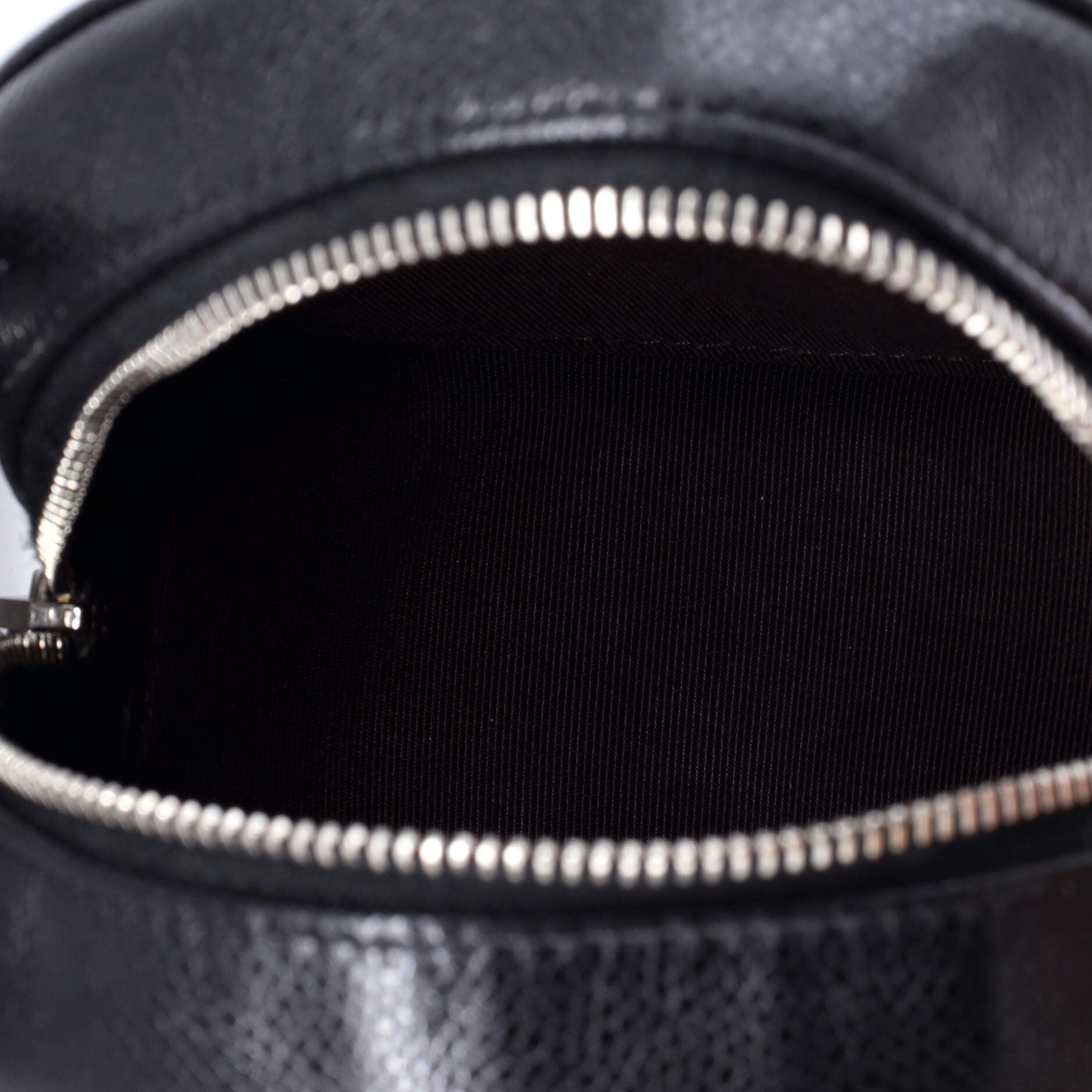 Round Clutch with Chain Quilted Caviar Mini