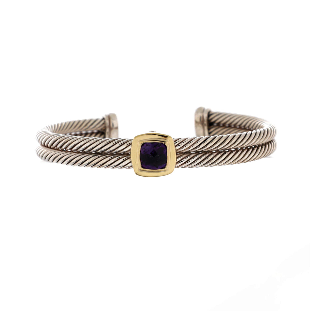 Noblesse Double Cable Bracelet Sterling Silver and 18K Yellow Gold with Amethyst