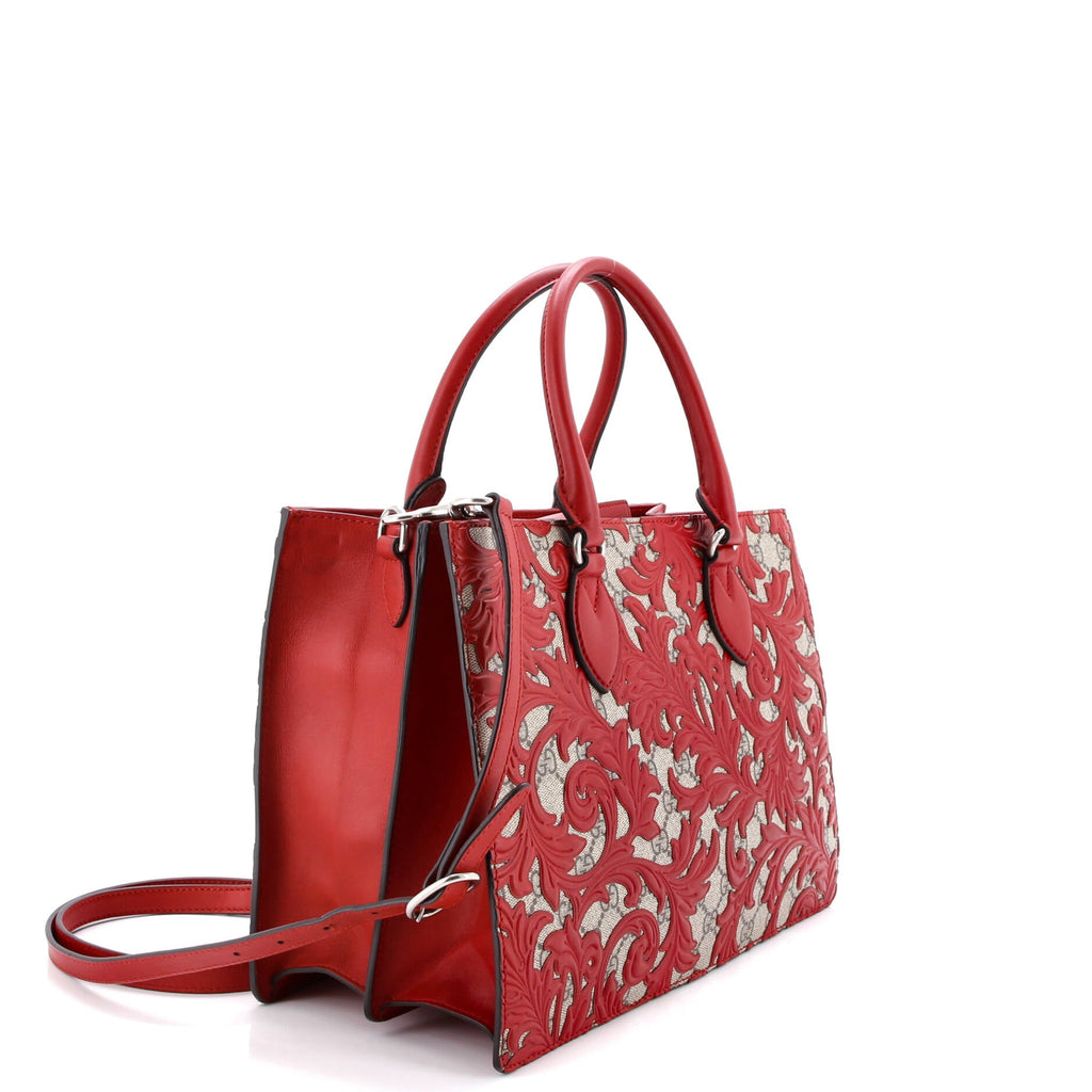 Convertible Gusset Tote Arabesque GG Coated Canvas with Leather Medium