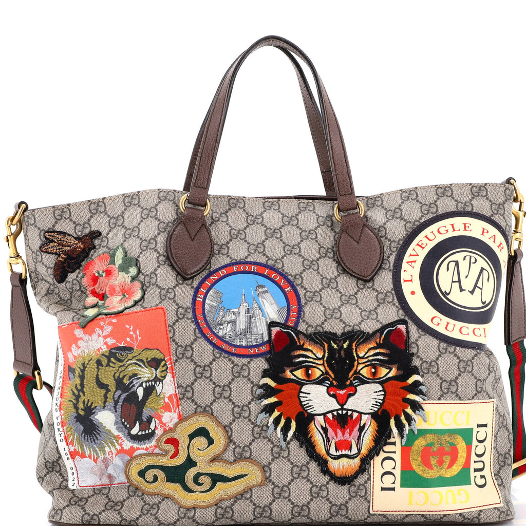 Courrier Convertible Soft Open Tote GG Coated Canvas with Applique Large