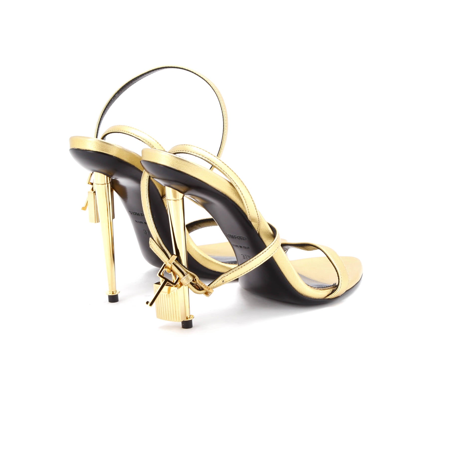 Women's Padlock Pointy Naked Heeled Sandals Leather 105