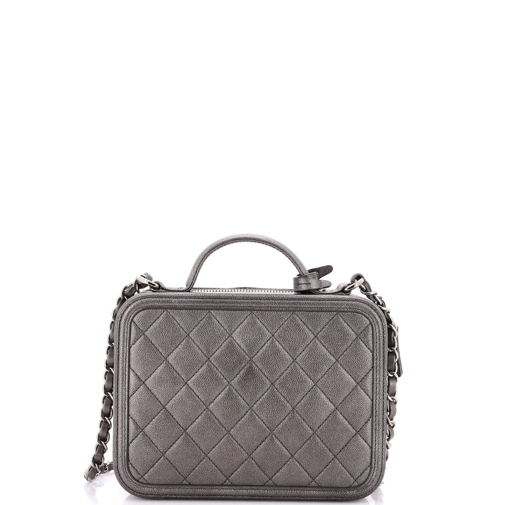 Filigree Vanity Case Quilted Caviar Medium