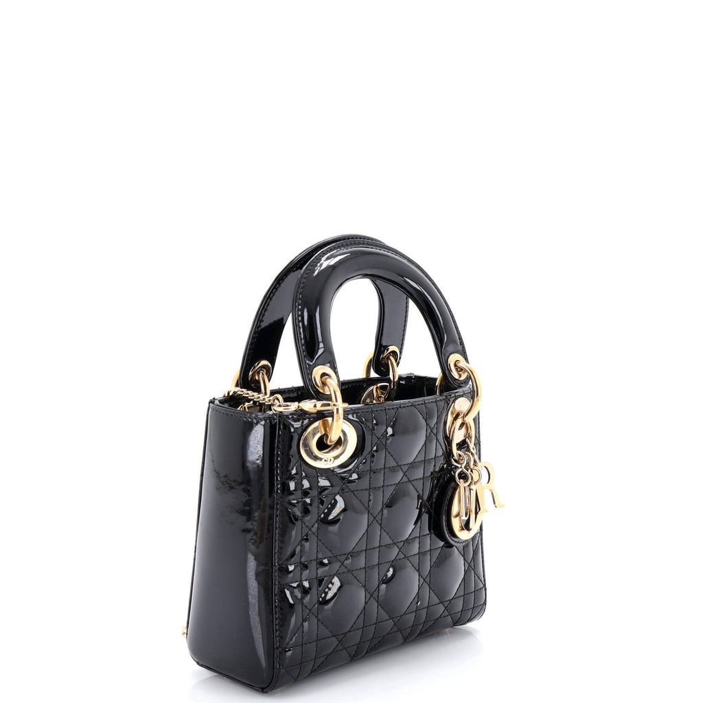 Lady Dior Chain Bag Cannage Quilt Patent Mini