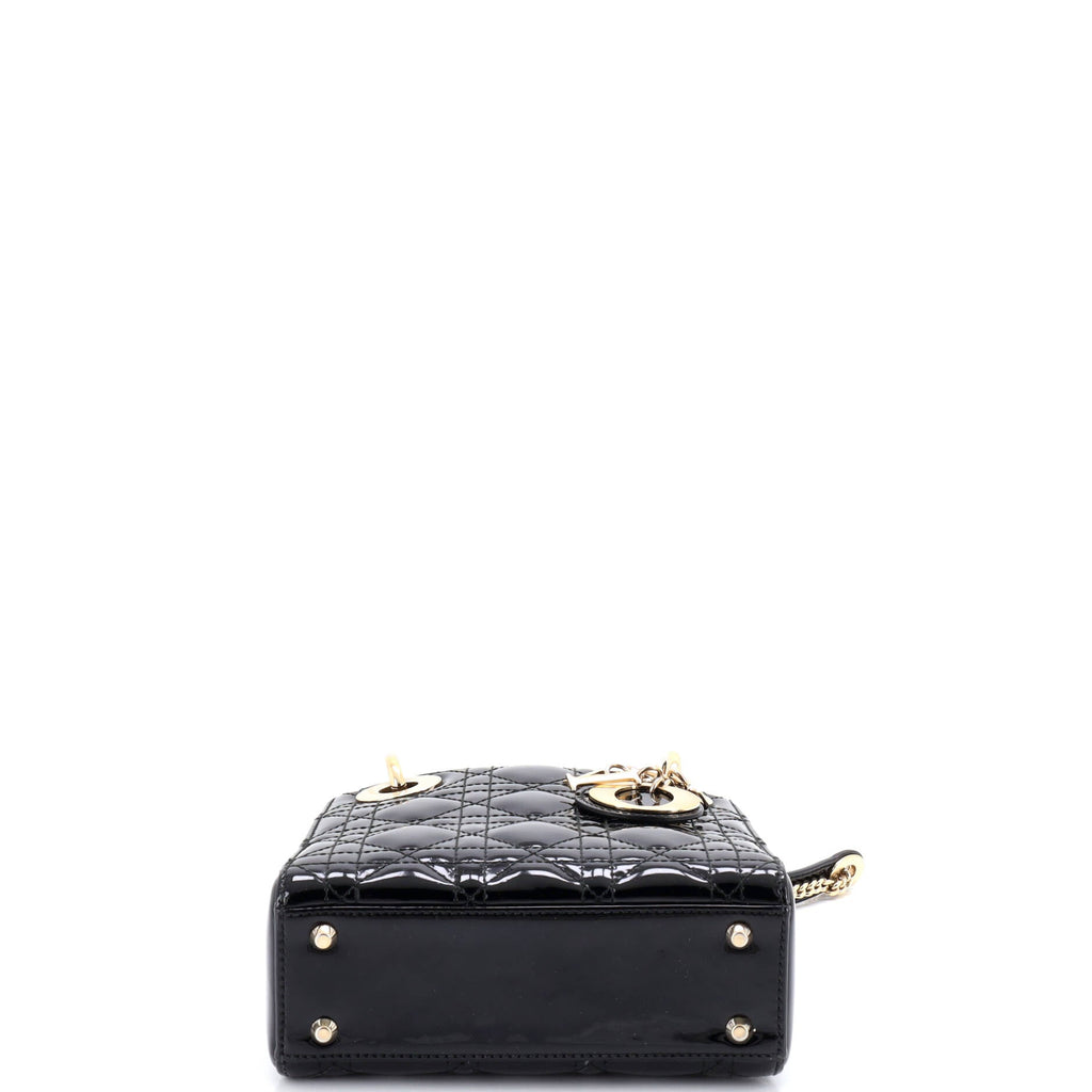Lady Dior Chain Bag Cannage Quilt Patent Mini