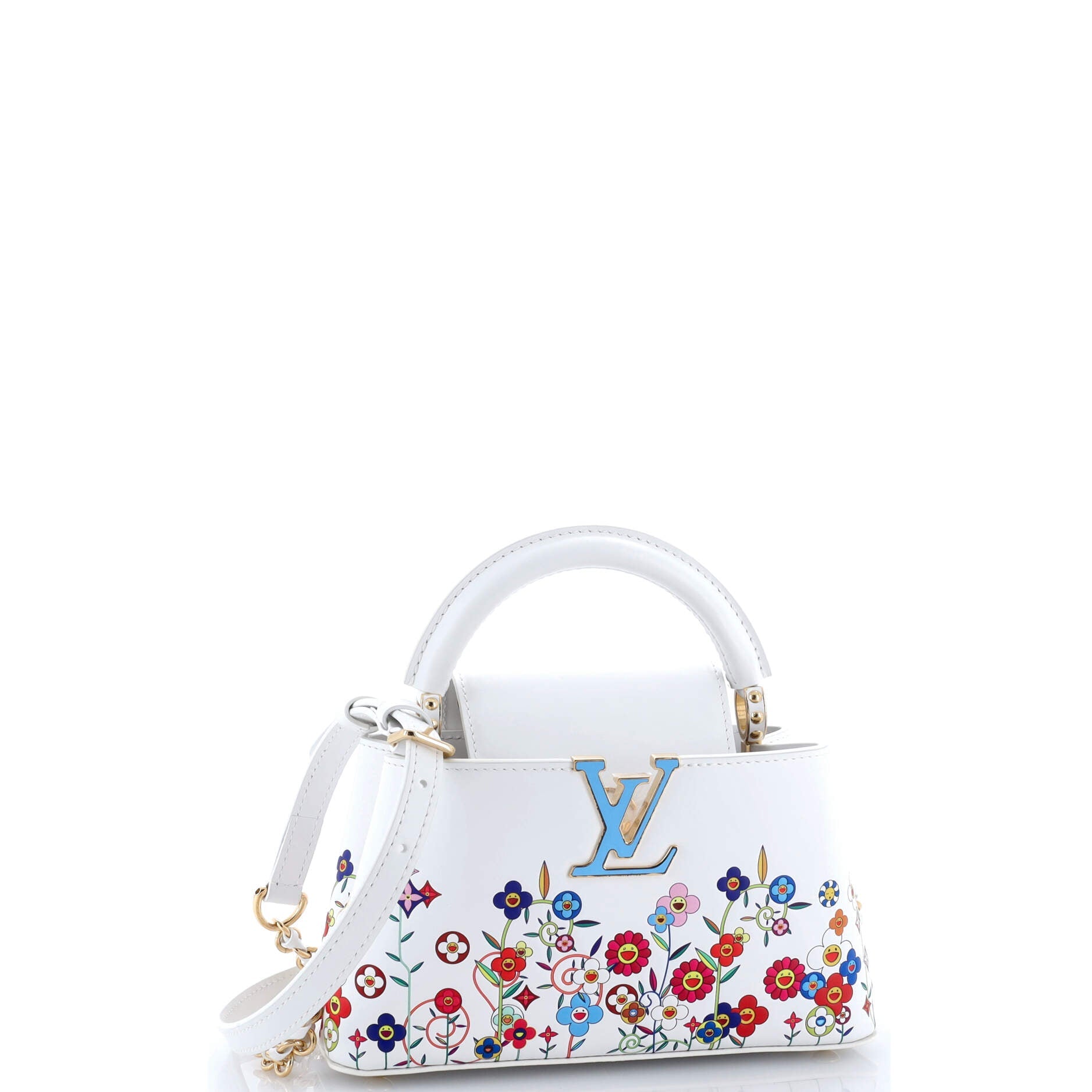 x Takashi Murakami Capucines East West Bag Limited Edition Floral Embossed Leather Mini