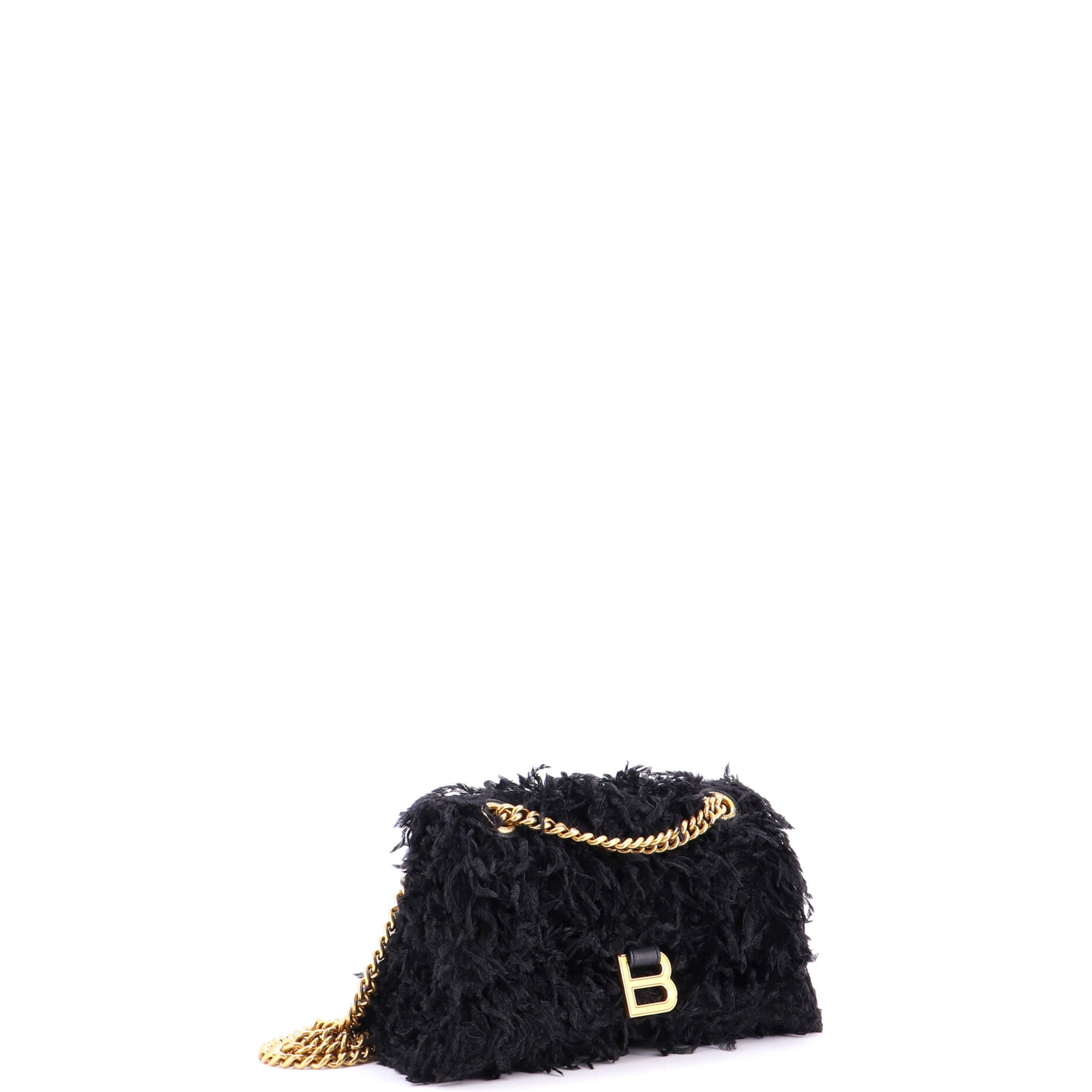 Crush Chain Flap Bag Fabric Feathers Small