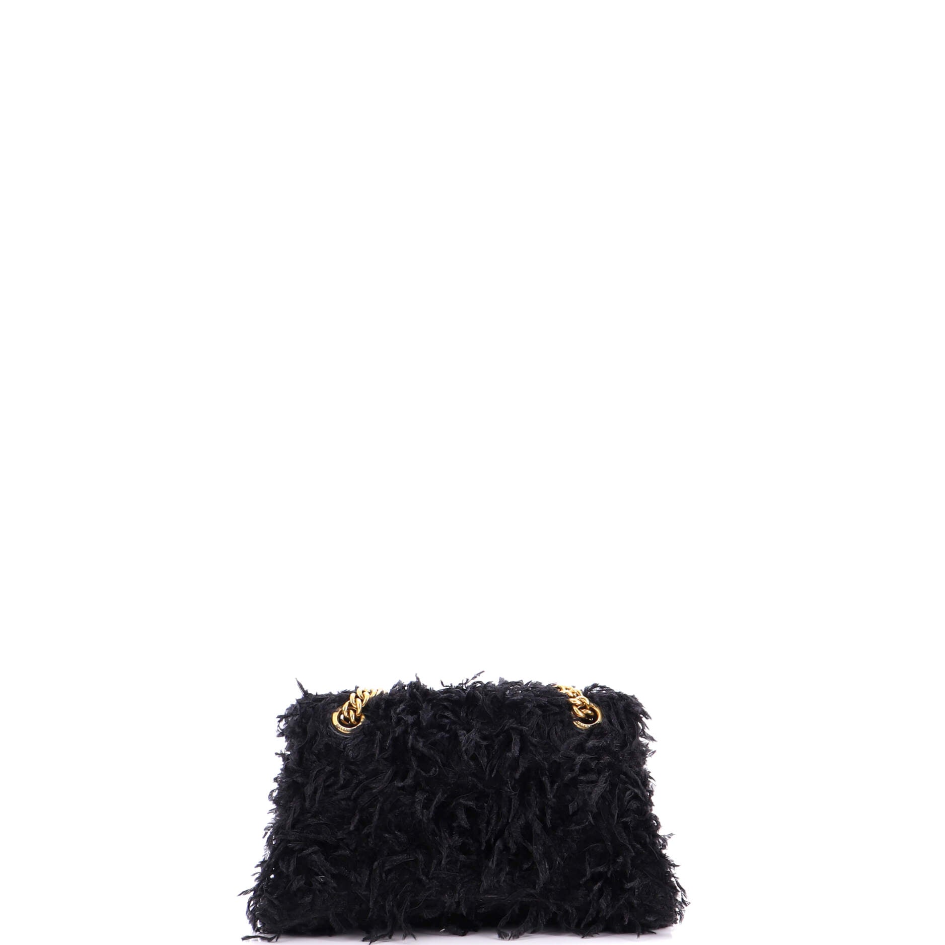Crush Chain Flap Bag Fabric Feathers Small
