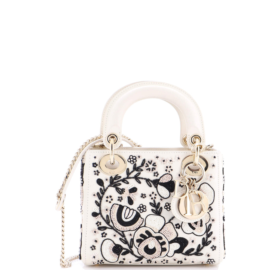 Lady Dior Chain Bag Beaded Embroidered Leather Mini