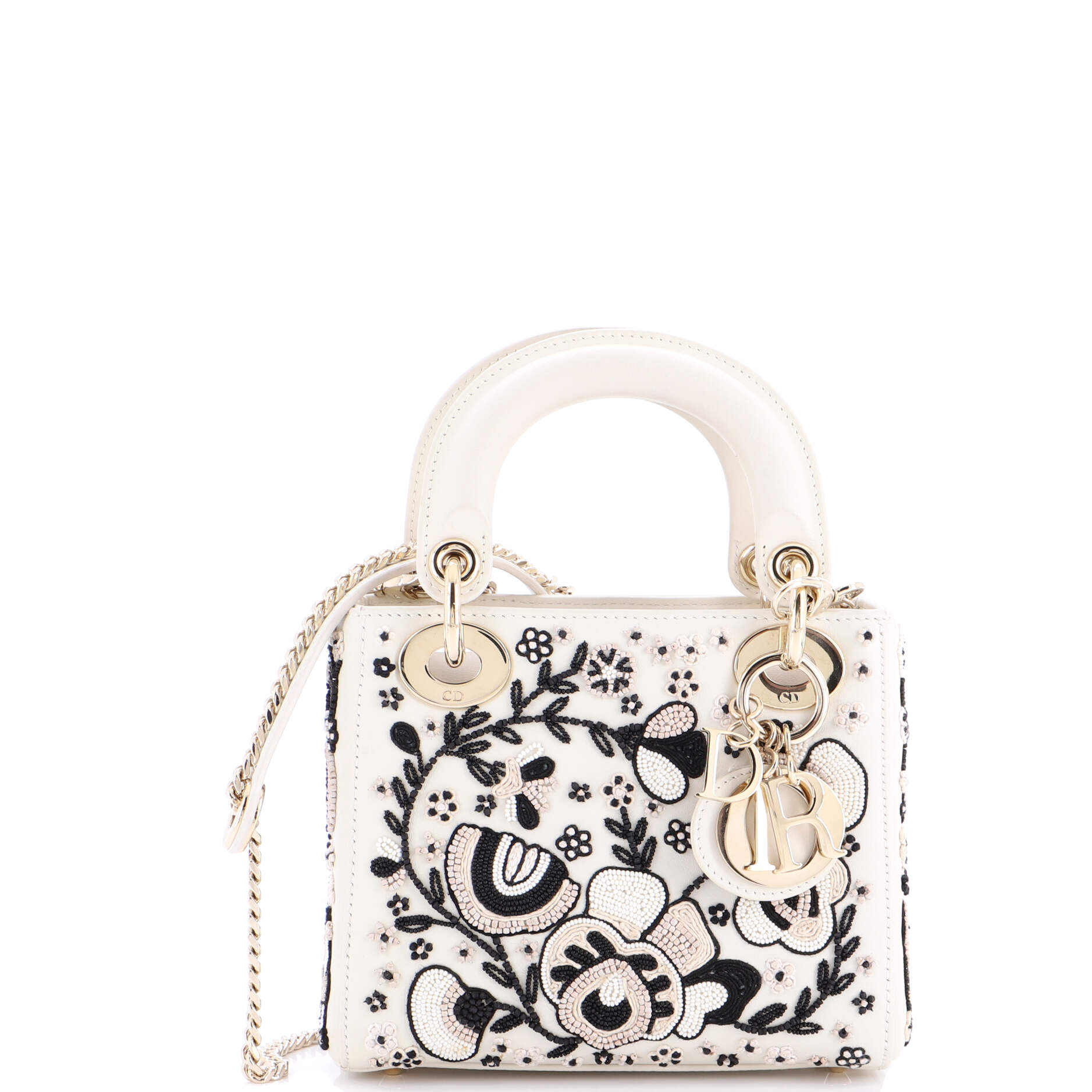 Lady Dior Chain Bag Beaded Embroidered Leather Mini