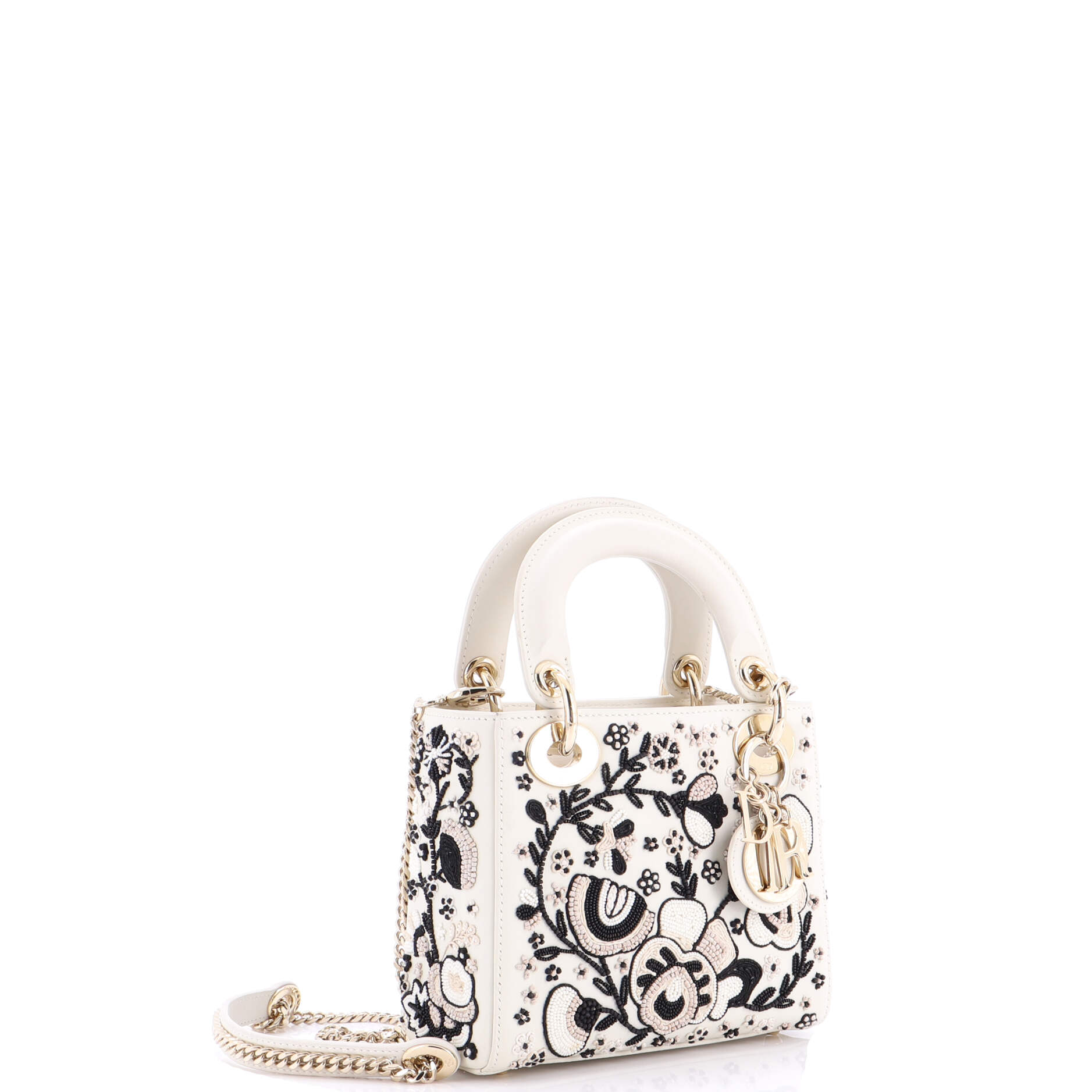 Lady Dior Chain Bag Beaded Embroidered Leather Mini