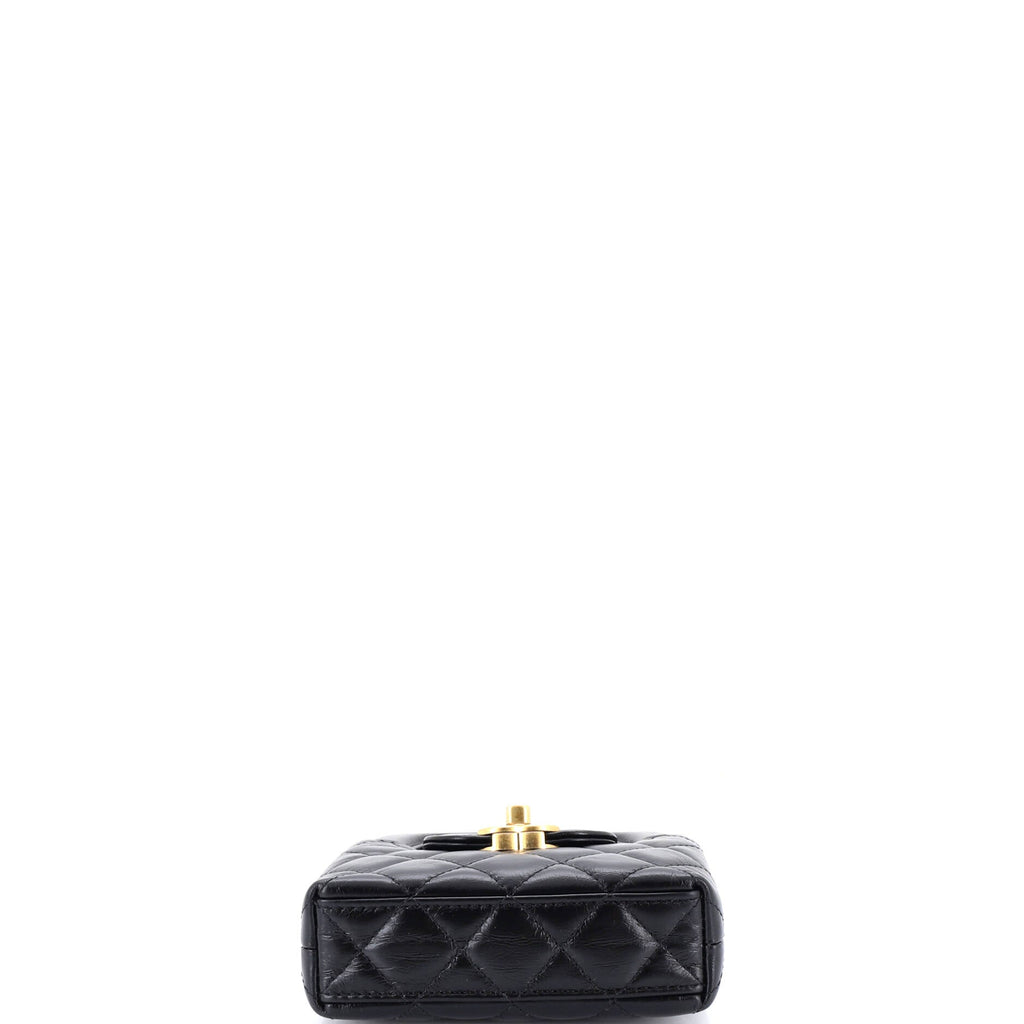 Kelly Top Handle Shopping Bag Quilted Shiny Aged Calfskin Nano
