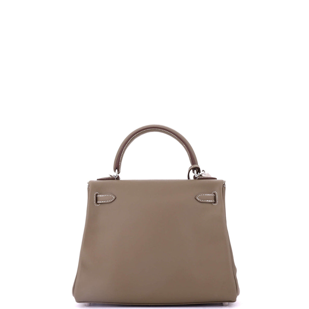 Kelly Handbag Grey Swift with Palladium Hardware 25